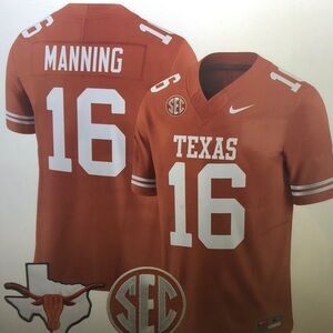 💕Arch Manning Stitched Orange Jersey Vapor😋